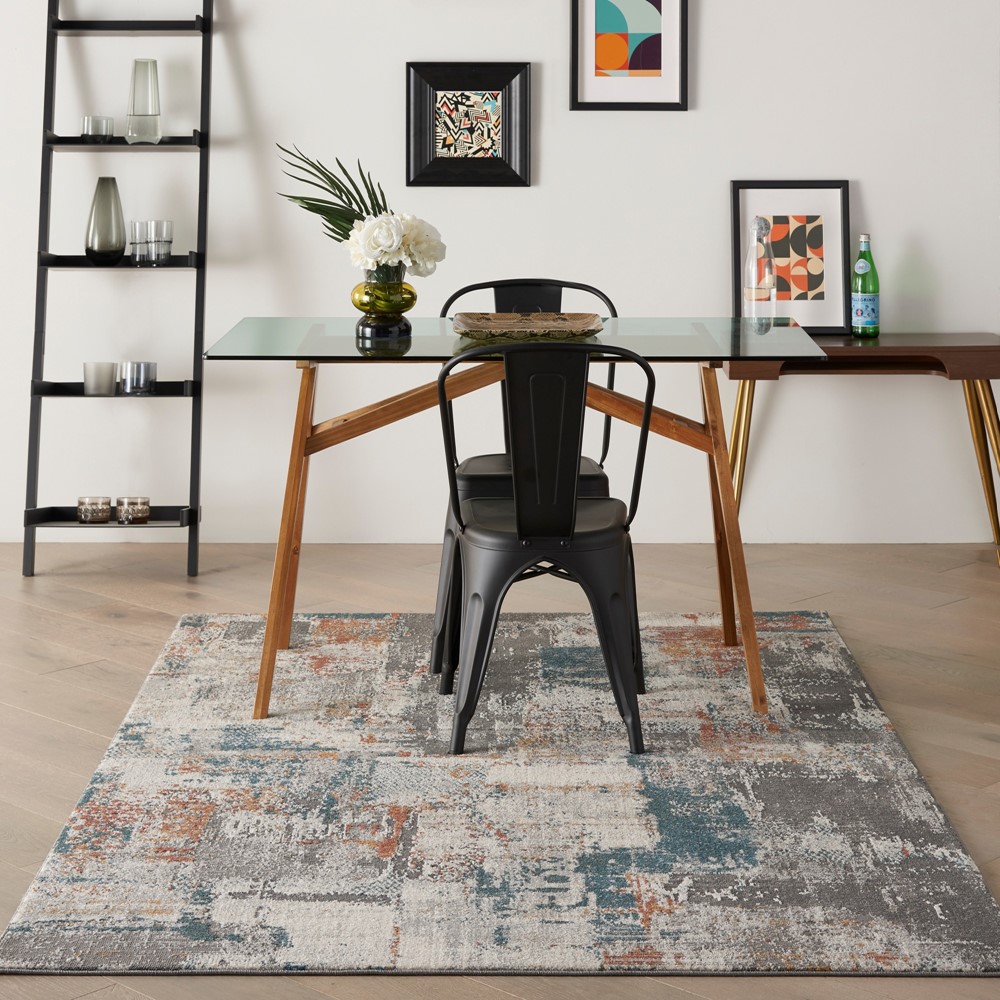 Tangra TNR06 Abstract Rug by Nourison in Grey Multicolour